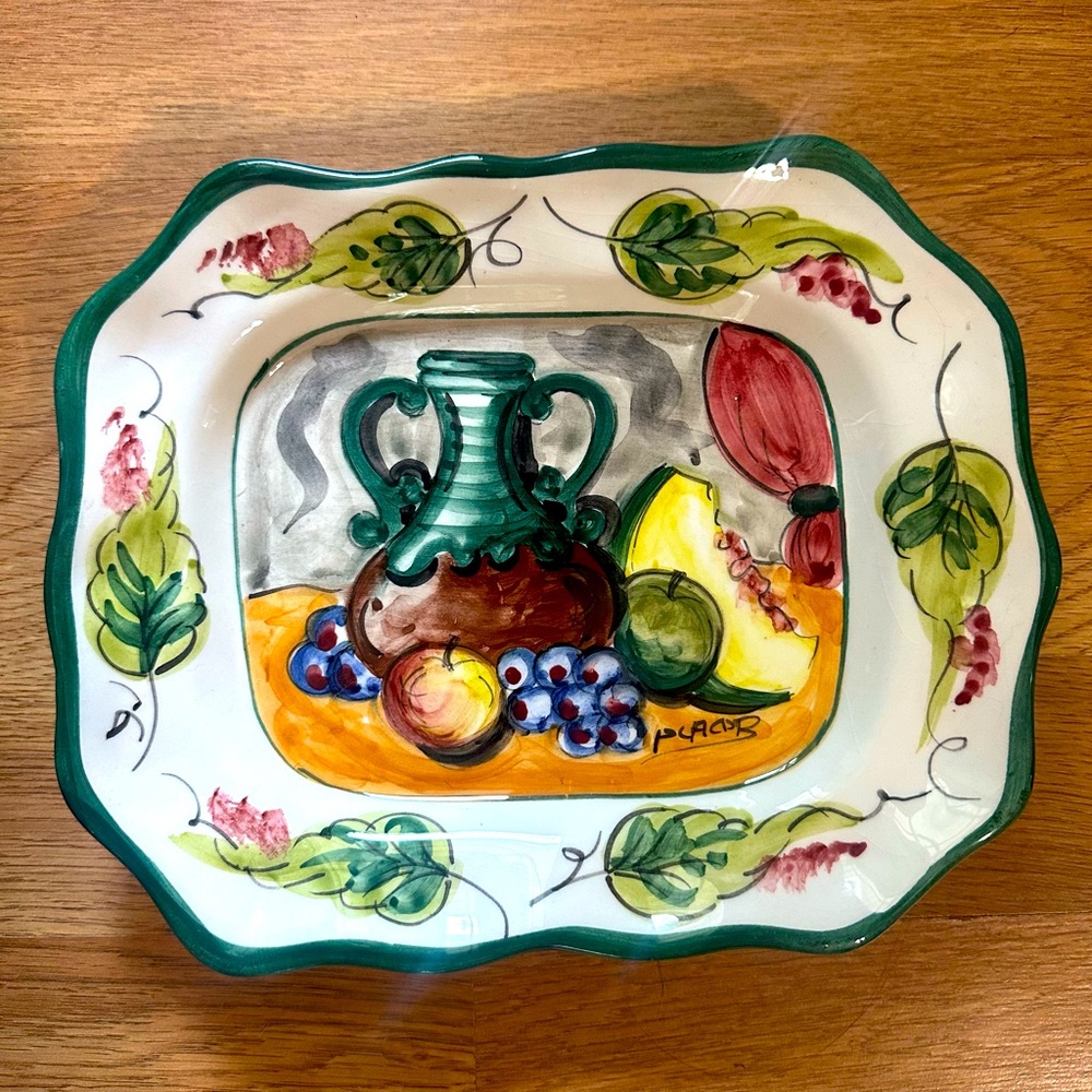 🍇 Hand-Painted Italian Ceramic Fruit Plate – Piacor “Fatto a Mano” 🍈